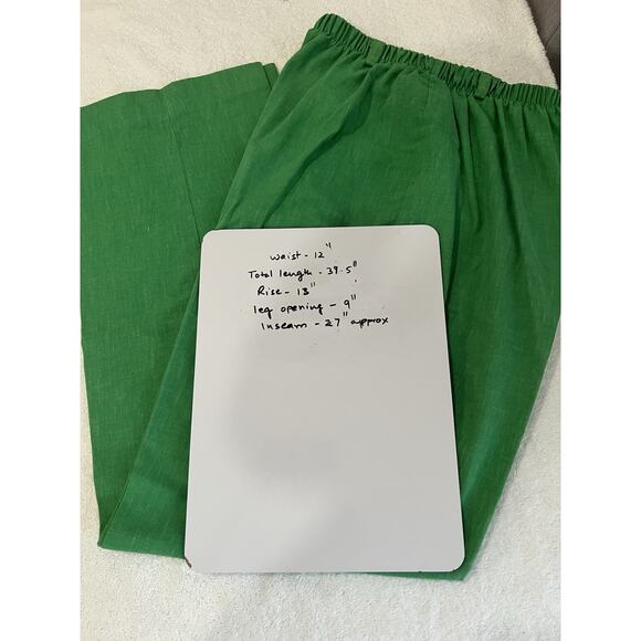 Vintage ILGWU USA Linen Pants Wide Leg Elastic Kelly sustainable Womens Small - Picture 5 of 6